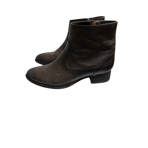 Frye Brooke short inside zip ankle boots booties smoke gray leather 9 B - Picture 3 of 12